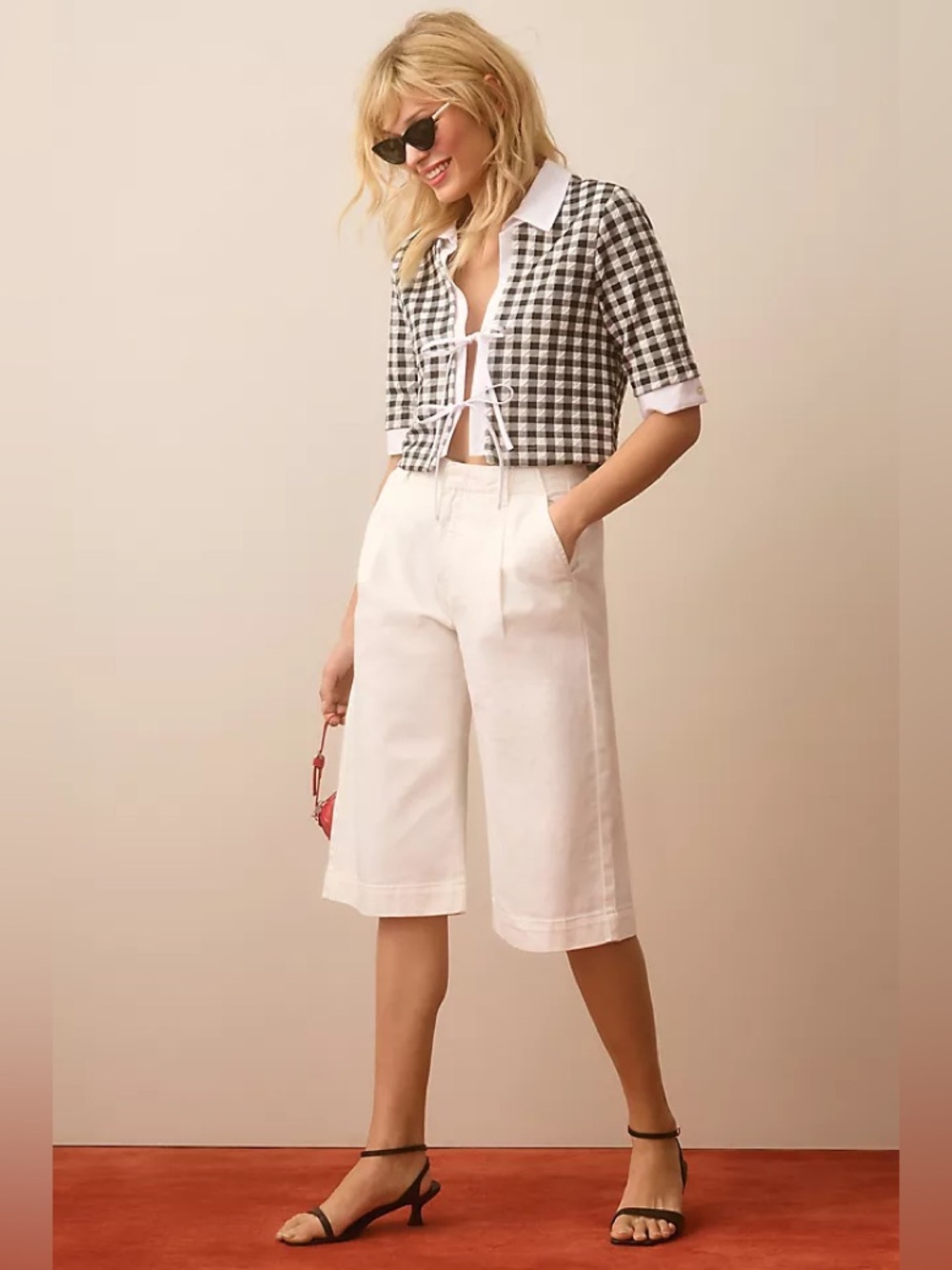 Anthropologie Maeve Collard Gingham tie front top